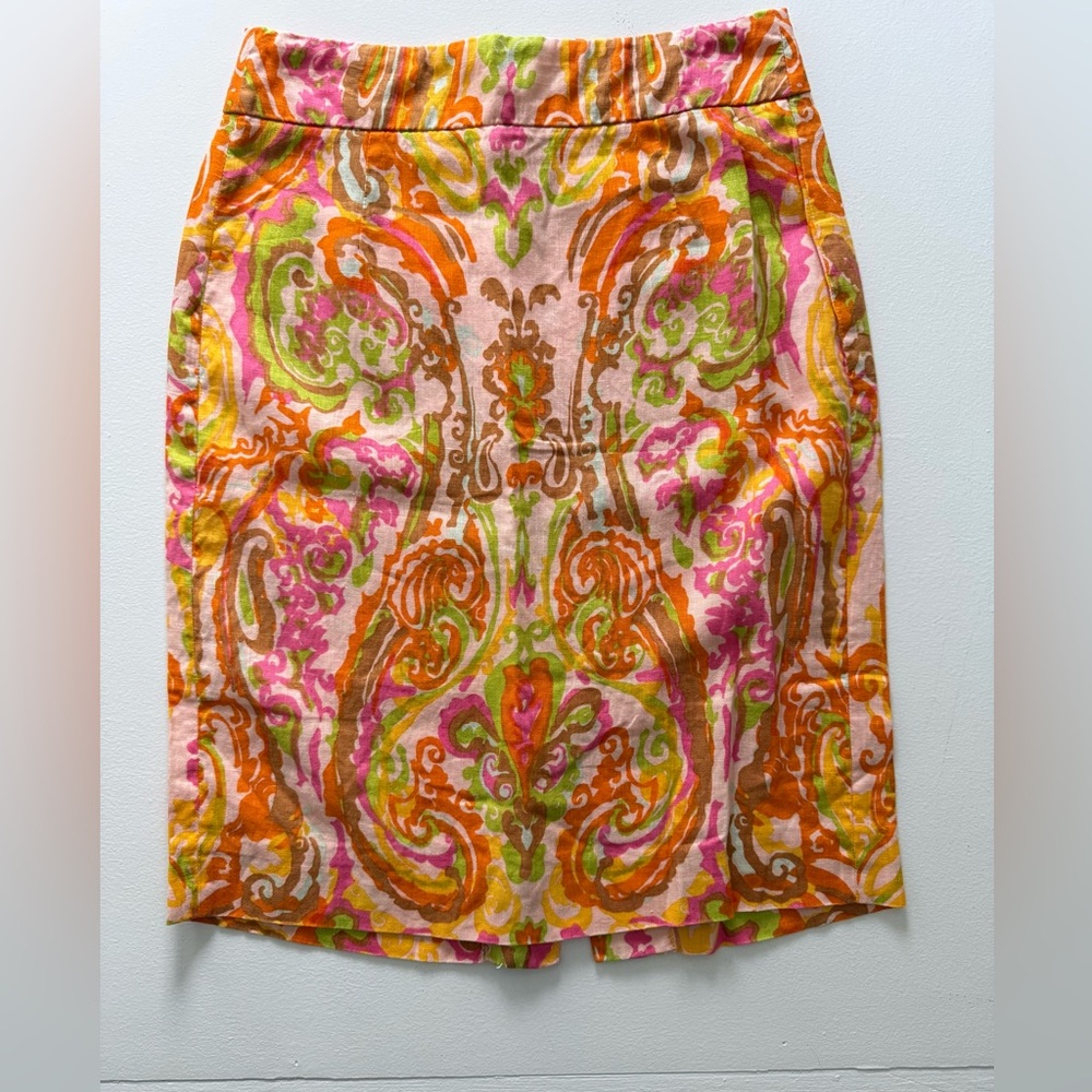 J. Crew SZ 0 Linen Pencil Skirt